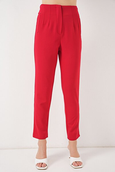 Hiccup Bdart High Waist Slim Fit Ankle Length Crepe Pants