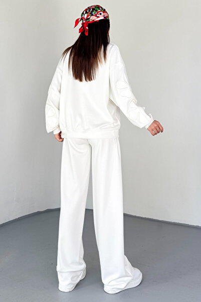 Cappmoda Tkm-13335 White Flower Patch Modal Fabric Double Set