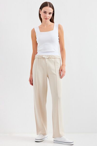 Hiccup Bdart Textured Short Waist Wide Leg Jogger Pants