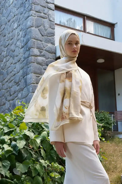 Madame Polo Fransız İpeği Ahenk Desen Şal - Sarı