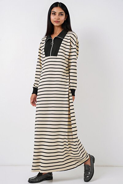 Hiccup Φόρεμα BDART με ριγέ μάξι με φερμουάρ στο γιακά