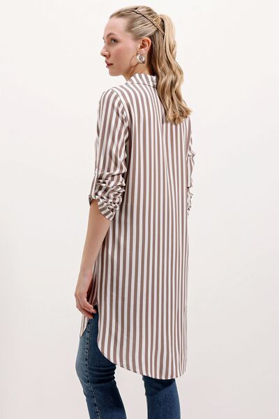 Hiccup BDART Дълга блуза с колан и шарки от креп