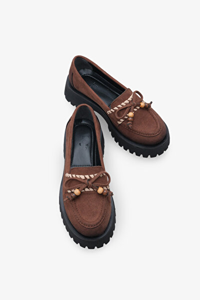 LOJO Дамски мокасини с дебела подметка и катарама за ежедневно носене Aslery Coffee Suede