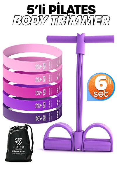 Telvesse 6LI SET Body Trimmer + Pilates Lastiği Seti Mekik Kürek Çekme Spor K...