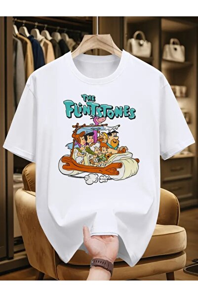 CLASİVA Stone Age Visual Modern Design Special Print Unisex Oversize Crew Neck T-Shirt