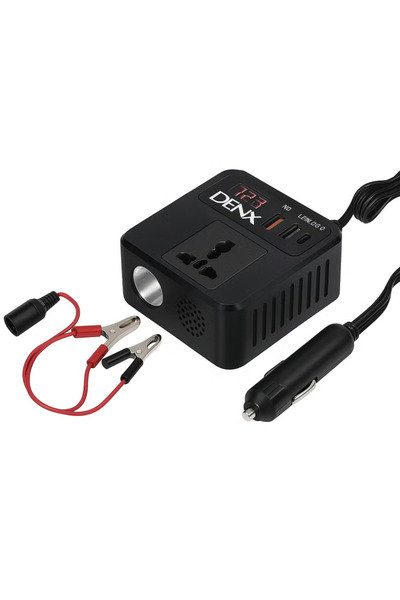 Denx 100W Car Power Inverter, 3 USB Port Charger Adapter, Car Plug Adapter with Switch and LED Display