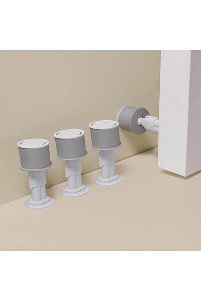 Flippy Silicone Door Stopper, Magician Model, Wall-Mounted, Anti-Collision, 4 x 8.5 cm, Gray