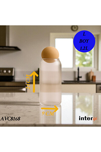 İnterlife برطمان زجاجي رفيع مزود بغطاء على شكل كرة فطر، برطمانات تنظيم المطبخ...