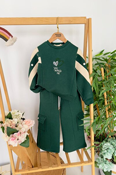 Minigimin Cicileri My Little One's Love You Make Striped Girls' 2-Piece Winte...
