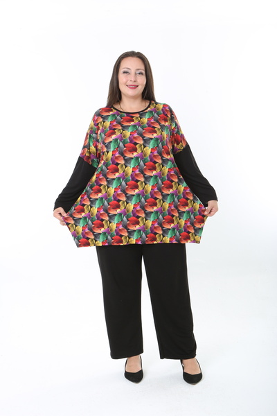 XL Modam Women's Lycra Wool Viscose Front Patterned Plus Size Tunic