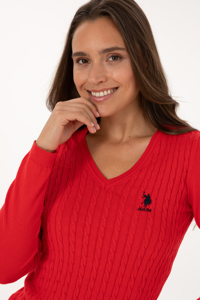 U.S. Polo Assn. Women's Red Basic Sweater 50289486-Vr030