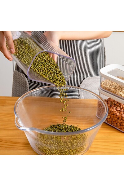 Flippy Food Storage Container, Flippy, 1L, White Lid, ABS+Silicone, 14.5 x 9 x 11.3 cm, Transparent