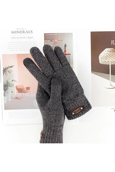 Flippy Men's Gloves, Flippy, Knitted Model, Touchscreen Function, Acrylic Material, Elastic Cuff, Velvet In