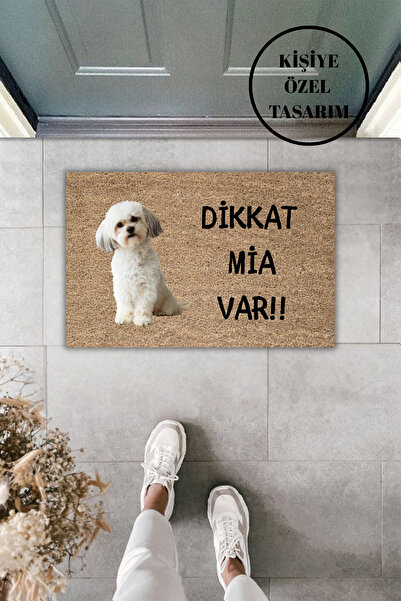 Dormot Dekoratif Dijital Paspas Dikkat mia var Önü Paspası 70x45cm