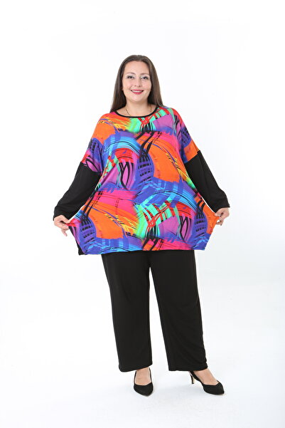 XL Modam Women's Lycra Wool Viscose Front Patterned Plus Size Tunic