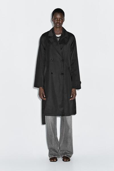 Massimo Dutti İçten yelekli uzun su itici trençkot