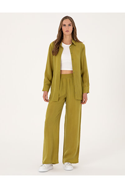 Pierre Cardin Green Loose Fit Canvas Pants 50313692-Vr257