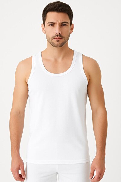 MAVİ QUMSAL Men's Cotton Undershirt White