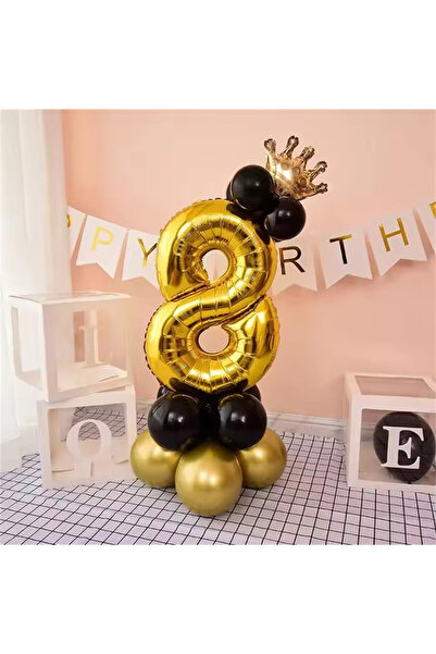 Choice 8 بالونات أخرى من الكروم الذهبي الأسود مقاس 32 بوصة من 0 إلى 9 على شكل...