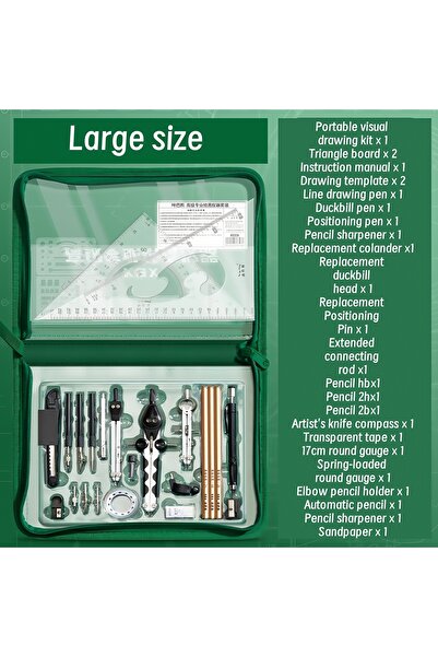 Choice Large size Premium Drawing Tool Set, Stainless Steel, Precision Tools, CAD, Multi-Function Measureme