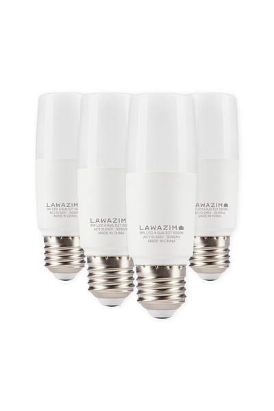 Lawazim 9W LED Stick Bulb E27 4 Pack - Daylight 6500K - 720 Lumens, 55W Equivalent, Non-Dimmable