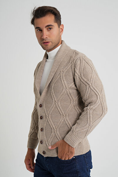 Trist Star Ανδρική μάλλινη ζακέτα με κουμπιά με σχέδιο με βακλίδες TRIST-5359