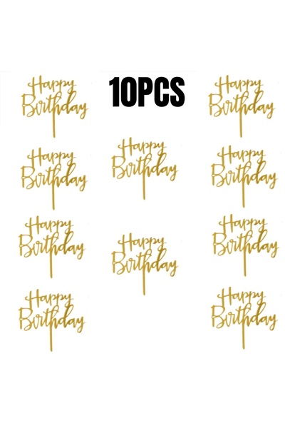 Choice1 Gold 10PCS 10/20Pcs Gold Black Happy Birthday Cake Topper DIY Acrylic...