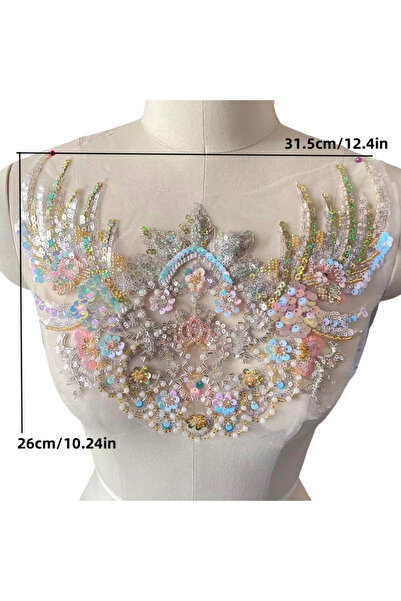 Choice غطاء رأس من الدانتيل مطرز بالخرز والترتر بلون الشمبانيا الذهبي، وحزام ...