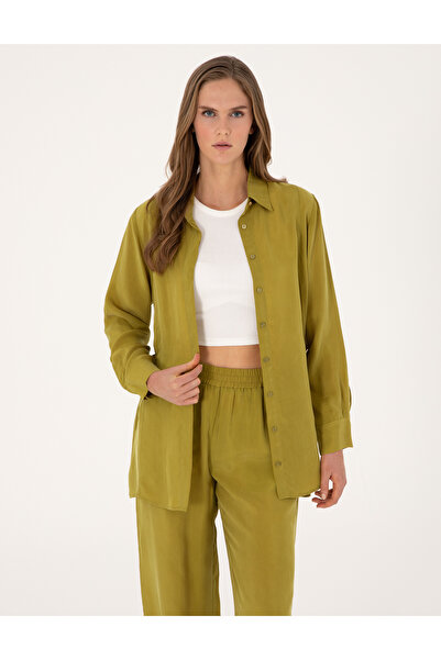 Pierre Cardin Green Comfort Fit Kupro Long Sleeve Shirt 50313652-Vr257