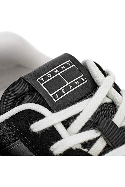 Tommy Hilfiger Erkek Kumaş Kombinli Koşu Stili Sneaker - Siyah