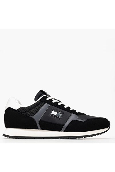 Tommy Hilfiger Erkek Kumaş Kombinli Koşu Stili Sneaker - Siyah