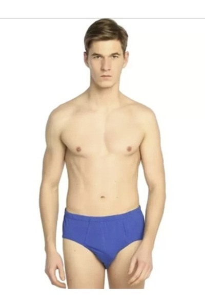 SEDEF YILDIZ 1010 3-Piece Men's Colorful Combed Cotton Slip Panties Blue