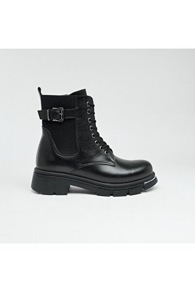 derinet Hakiki Deri Fermuarlı Kadın Bot