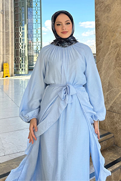 Ovn. Seyyar Etekli Tül Elbise - Mavi