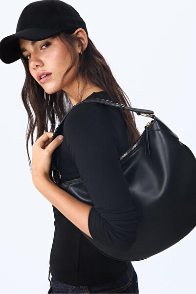 Stradivarius Suni Süet ve Örgülü Sap Kombinli Çanta