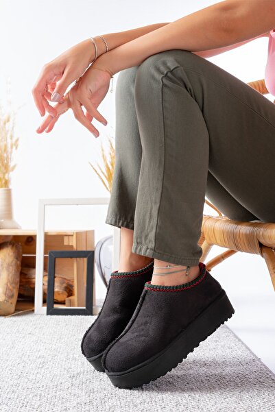 MİSSWEMODASHOES Kalın Tabanlı İçi Kürklü Kadın Kapalı Terlik