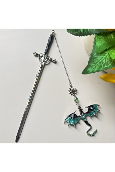 Choice علامة مرجعية زرقاء من قطعة واحدة على شكل سيف وتنين من سبائك معدنية، هد...