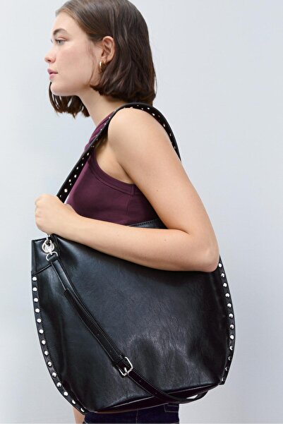 Stradivarius Studded shoulder bag with strap