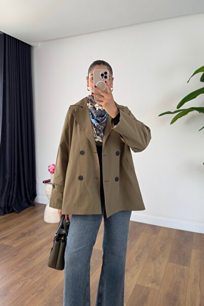 BİRCANÇİL MD Cone Haki Düğme Detaylı Kısa Trençkot