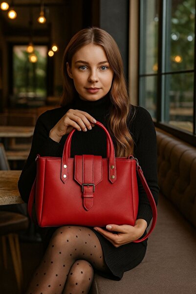 ESTUTE Women's Stylish Leather Look Shoulder and Hand Bag - Makeup Bag Gift