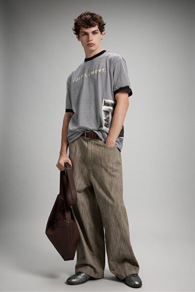 Pull & Bear Jakarlı süper bol pantolon