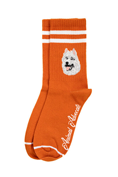 Trampoline Dog Patterned Long Socks - Patterned Socks - Orange Long Socks