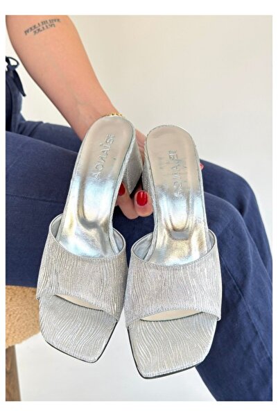 Zerenyus Παντόφλες με τακούνι Luart Silver Glitter