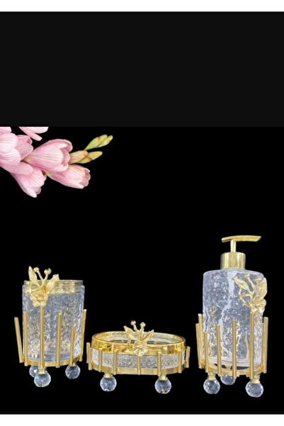 AZADE BAKIR GOLD PİRİNÇ JAPONGÜL ÇUBUK YUVARLAK 3’LÜ MUTFAK SET