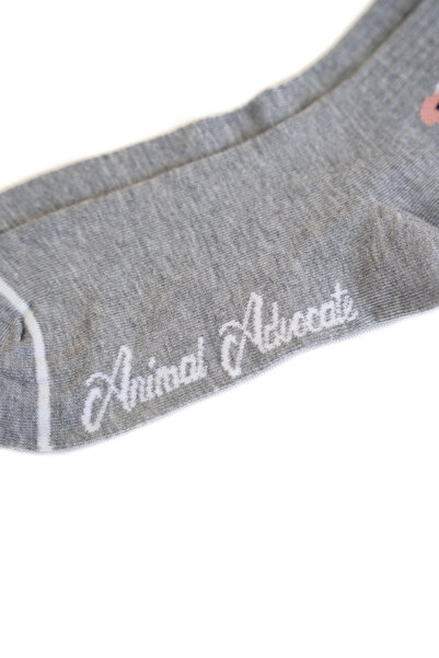 Trampoline Dog Patterned Long Socks - Patterned Socks - Gray Long Socks