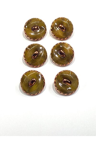 karantuhafiye Χάλκινο Μεταλλικό Γυαλιστερό Πλαστικό Κουμπί / 2,7 cm / 6 τεμάχια / m03104 / Πράσινο λαδιού