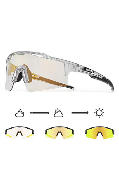 KAPVOE Photochromic 1lens GO-1L-52 Kapvoe-RED Photochromic Gold Cycling Glasses Sport Men's Sunglasses for