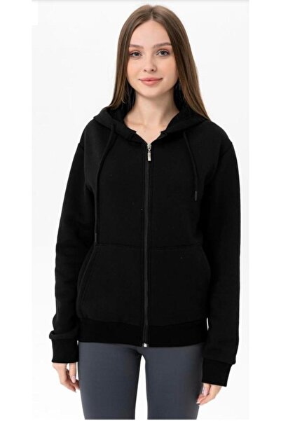 Paydey Hanorac cu fermoar cu 3 fire și cu căptușeală din fleece buzunare cangur