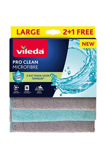 Vileda 3'lü Pro Clean Enzim Teknolojili Mikrofiber Temizlik Bezi