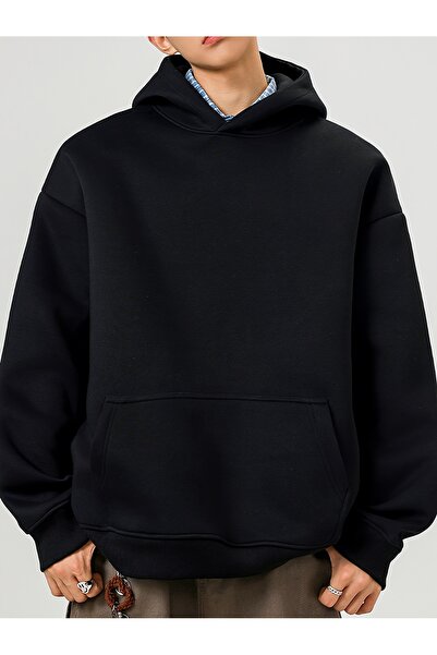 Lider Leather Hanorac unisex cu glugă și buzunar tip cangur, țesătură din bum...